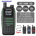 Baofeng UV16M V2 15W Walkie Talkie Long Range Cmunication Ra Six Band Wireless Copy Frequency Type-C High Power Ham 999CH C251223