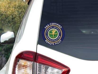 2-Pack FAA Certified Remote Pilot Drone Sticker Decal - 4 Inches - Drone Stickers for Car Truck Van Window Bumper Laptop Tablet Cup Tumbler and Any Smooth Surface