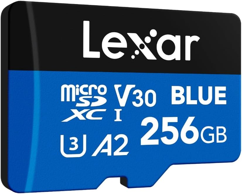 Lexar 256GB Blue Micro SD Card Up to 160MB/s microSDXC UHS-I Memory Card | C10, U3, A2, V30, Full HD, 4K UHD, High Speed TF Card with SD Adapter