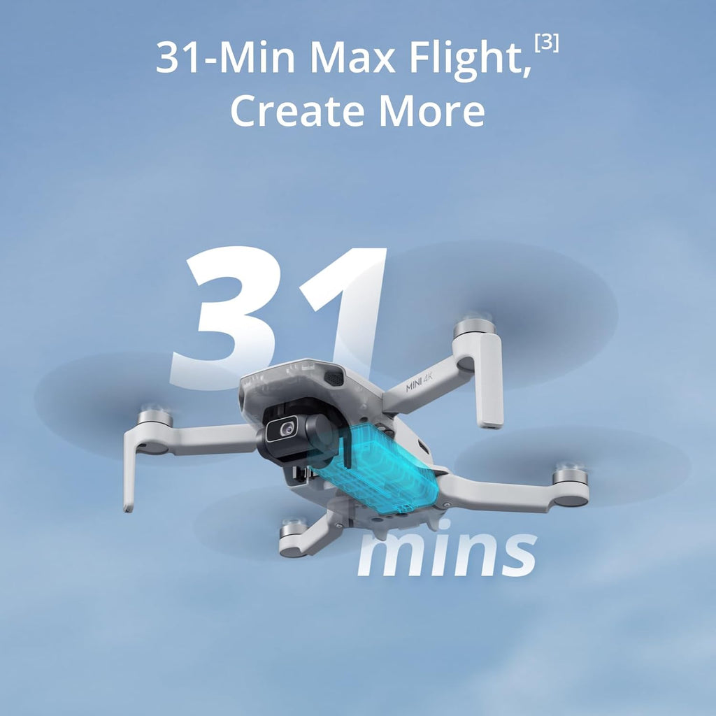 DJI Mini 4K, Drone With 4K UHD Camera, Under 249 g | 3-Axis Gimbal, 10km Video Transmission, Auto Return, Wind Resistance, 31-Min Flight Time, Intelligent Flight