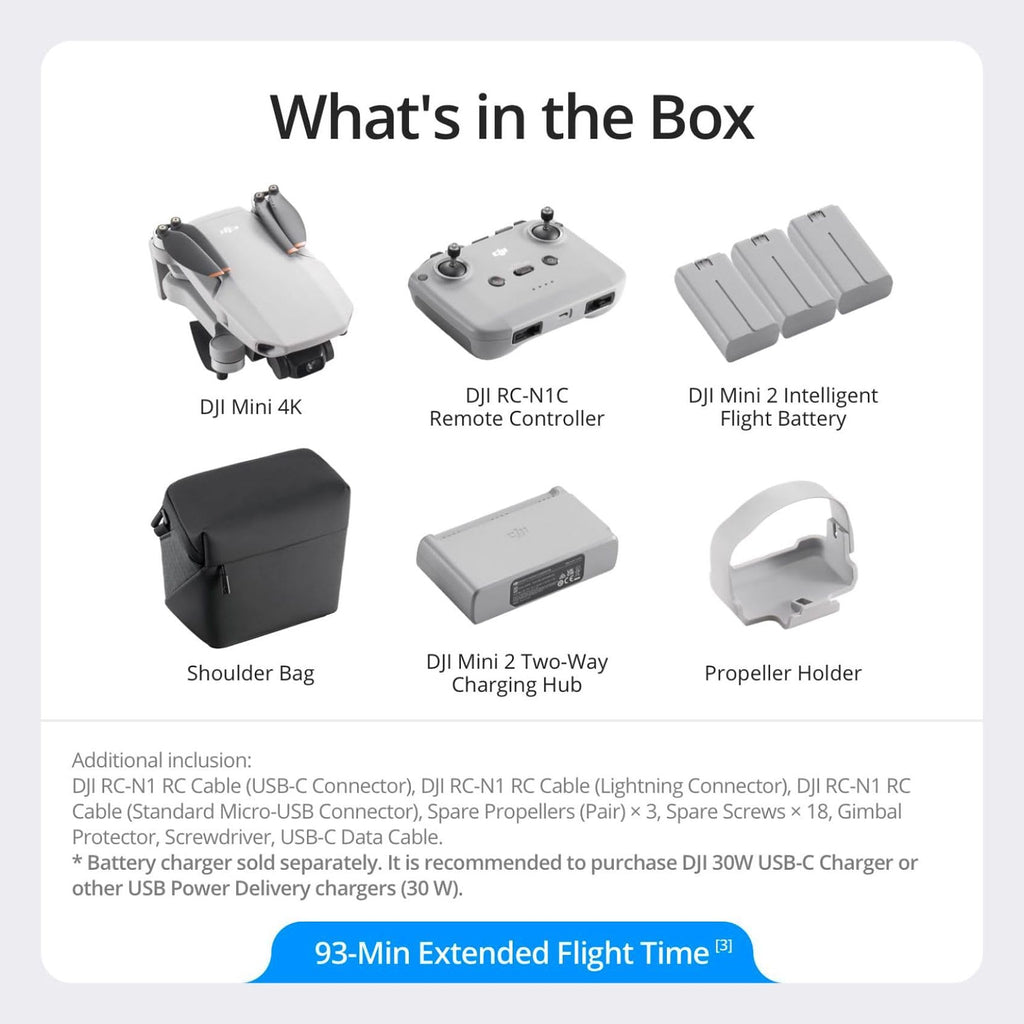 DJI Mini 4K, Drone With 4K UHD Camera, Under 249 g | 3-Axis Gimbal, 10km Video Transmission, Auto Return, Wind Resistance, 31-Min Flight Time, Intelligent Flight