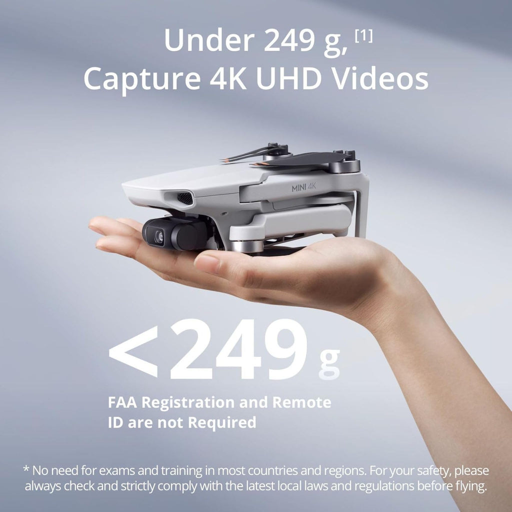 DJI Mini 4K, Drone With 4K UHD Camera, Under 249 g | 3-Axis Gimbal, 10km Video Transmission, Auto Return, Wind Resistance, 31-Min Flight Time, Intelligent Flight