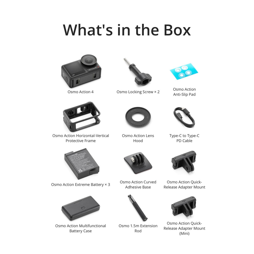 DJI Osmo Action 4 Essential Combo, Waterproof Action Camera Vlogging Camera | 1/1.3" Sensor, 4K/120fps Video, Stunning Low-Light Imaging, 10-bit & D-Log M Color Performance, Long-Lasting 160 Mins