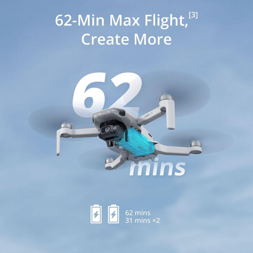 DJI Mini 4K, Drone With 4K UHD Camera, Under 249 g | 3-Axis Gimbal, 10km Video Transmission, Auto Return, Wind Resistance, 31-Min Flight Time, Intelligent Flight
