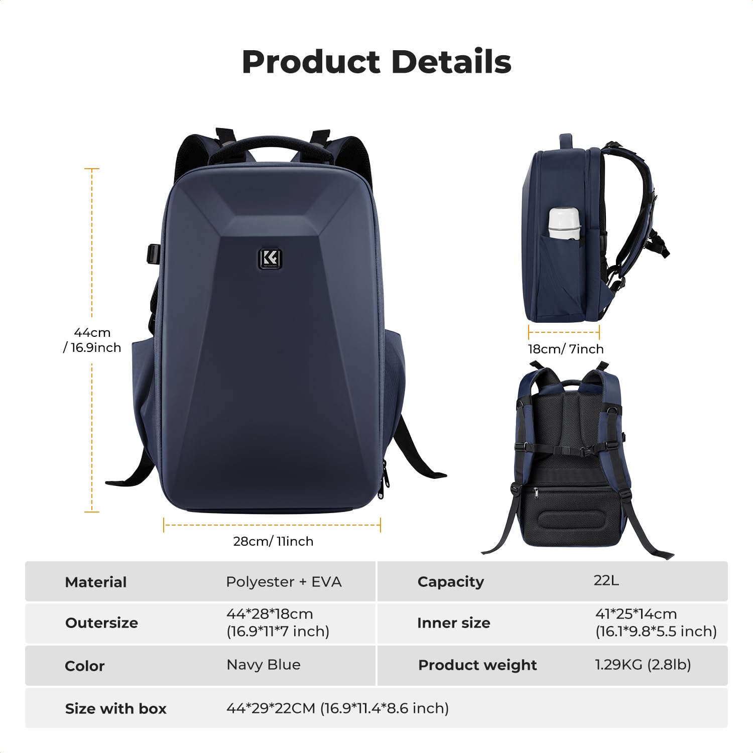 K&F CONCEPT Camera Backpack,Hardshell Photography DSLR Camera Bag | 15-15.6 Inch Laptop Compartment, Waterproof, Hard Shell Camera Case, Compatible with Canon/Nikon/Sony/DJI Mavic Drone, B07