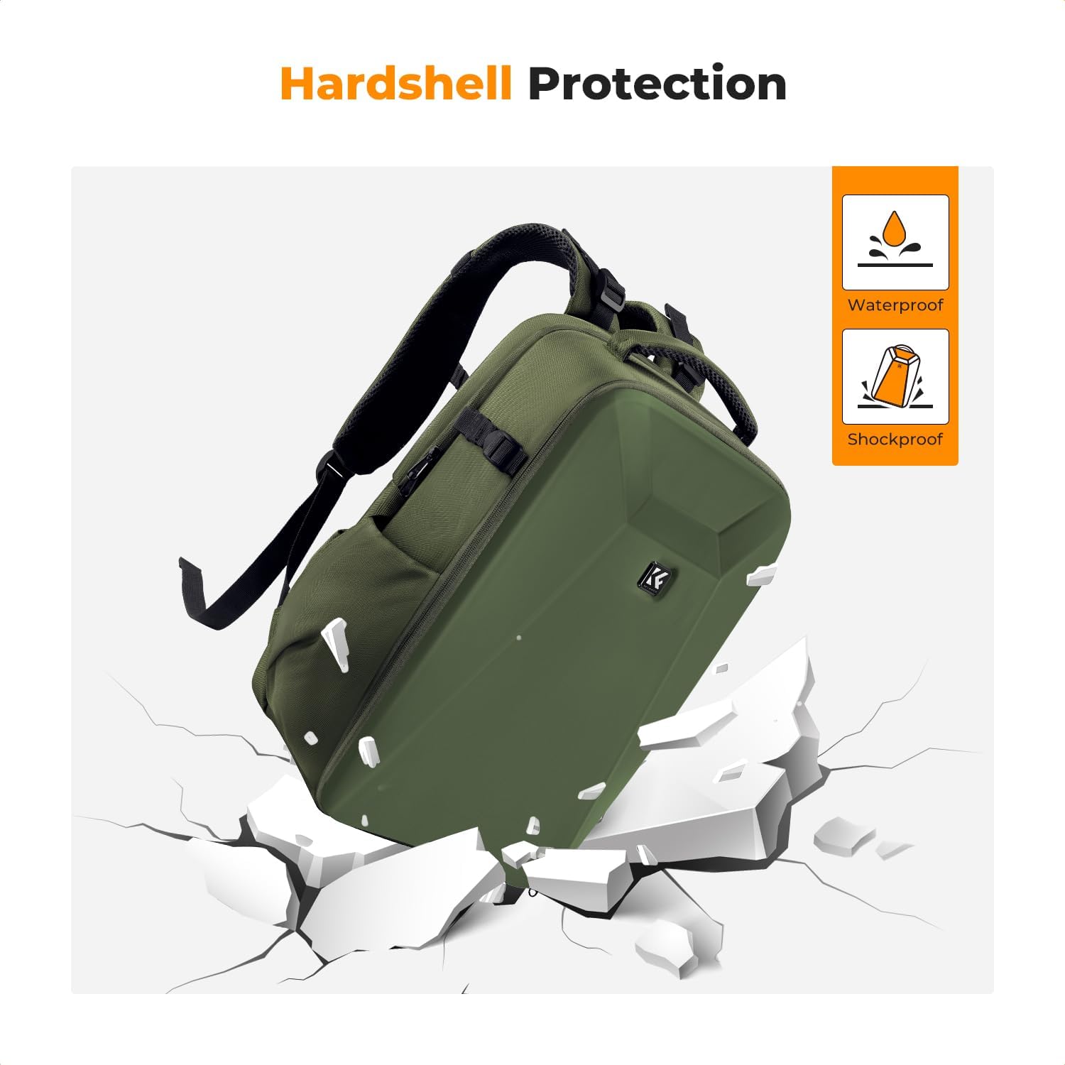 K&F CONCEPT Camera Backpack,Hardshell Photography DSLR Camera Bag | 15-15.6 Inch Laptop Compartment, Waterproof, Hard Shell Camera Case, Compatible with Canon/Nikon/Sony/DJI Mavic Drone, B07