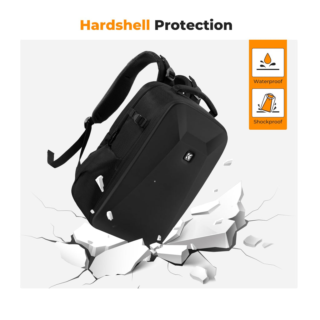 K&F CONCEPT Camera Backpack,Hardshell Photography DSLR Camera Bag | 15-15.6 Inch Laptop Compartment, Waterproof, Hard Shell Camera Case, Compatible with Canon/Nikon/Sony/DJI Mavic Drone, B07