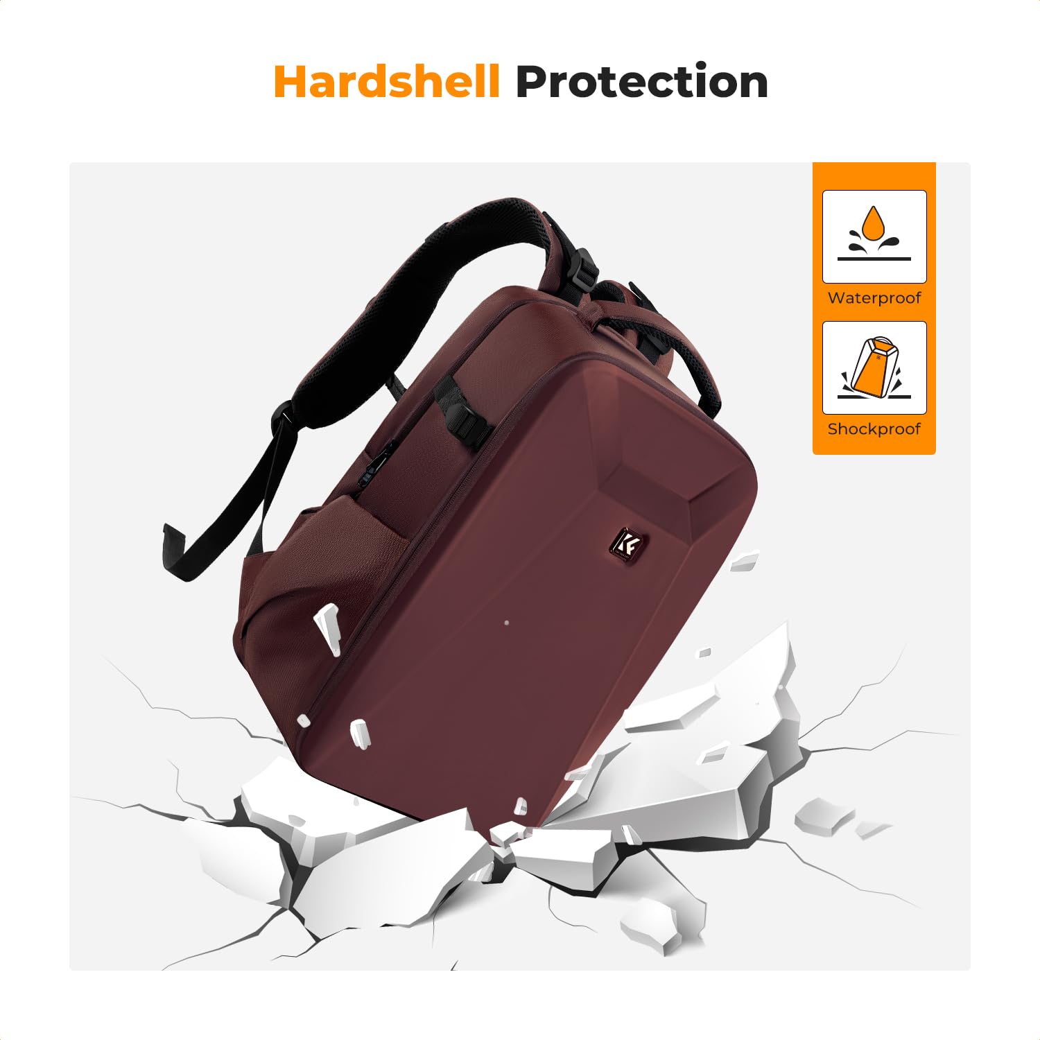 K&F CONCEPT Camera Backpack,Hardshell Photography DSLR Camera Bag | 15-15.6 Inch Laptop Compartment, Waterproof, Hard Shell Camera Case, Compatible with Canon/Nikon/Sony/DJI Mavic Drone, B07