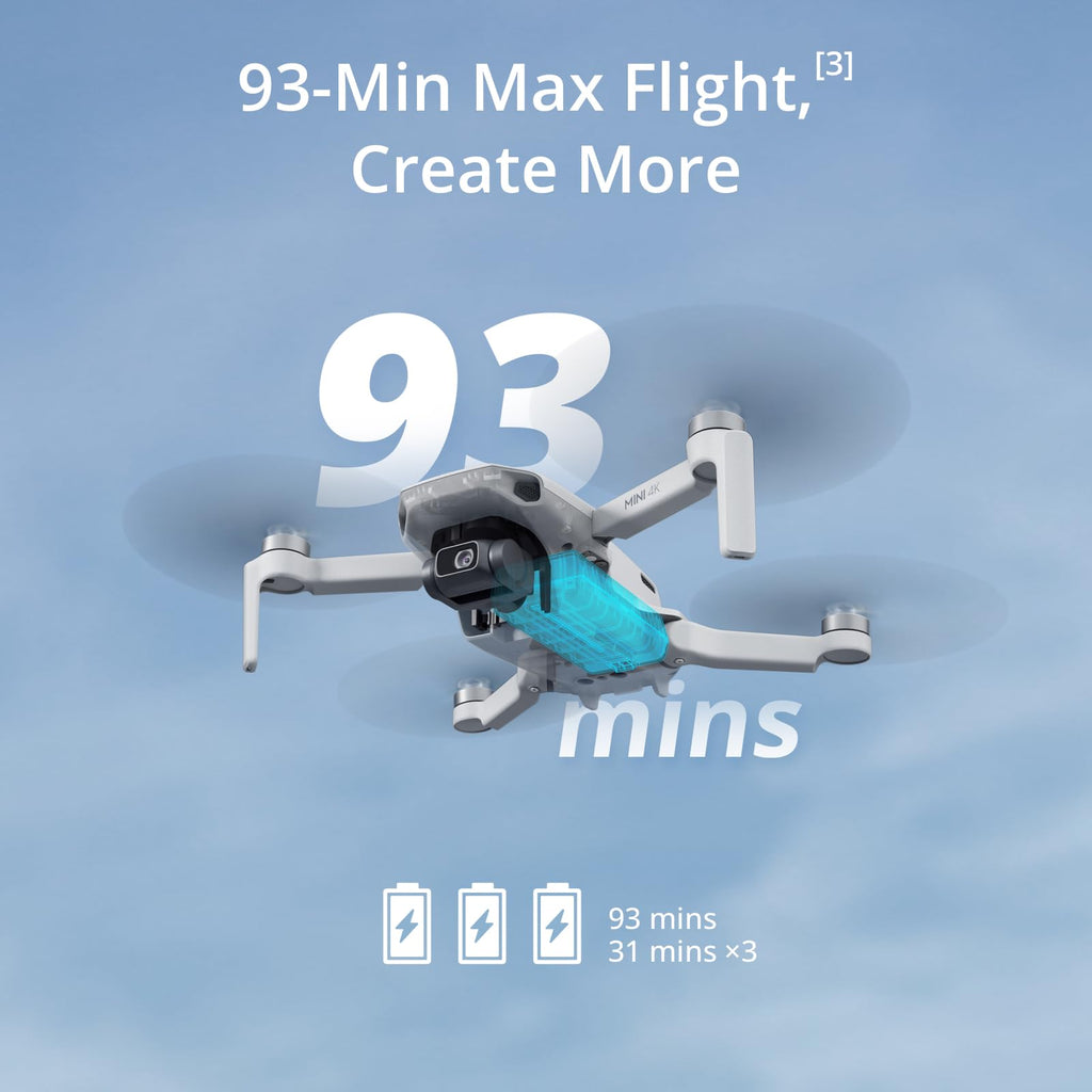 DJI Mini 4K, Drone With 4K UHD Camera, Under 249 g | 3-Axis Gimbal, 10km Video Transmission, Auto Return, Wind Resistance, 31-Min Flight Time, Intelligent Flight
