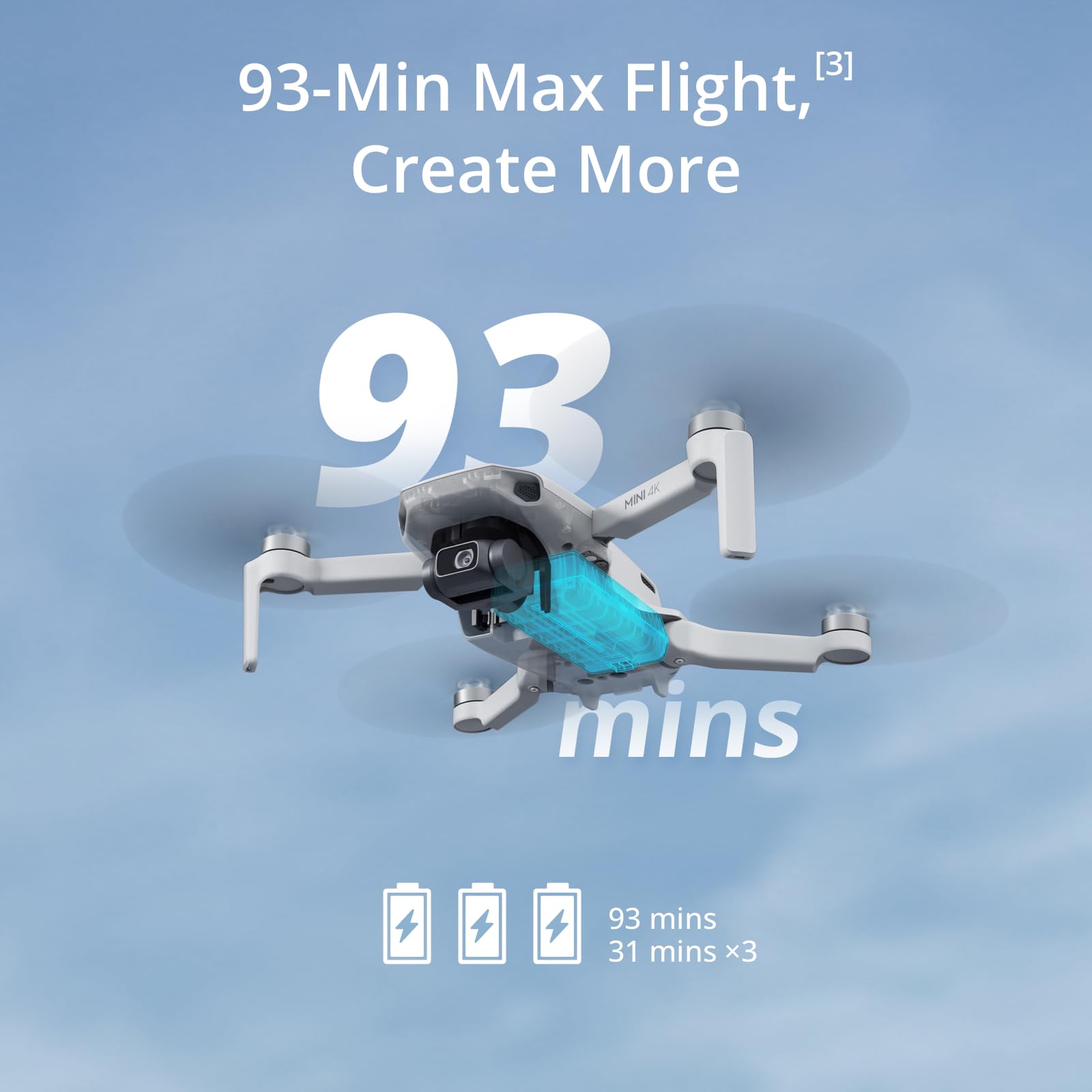 DJI Mini 4K, Drone With 4K UHD Camera, Under 249 g | 3-Axis Gimbal, 10km Video Transmission, Auto Return, Wind Resistance, 31-Min Flight Time, Intelligent Flight