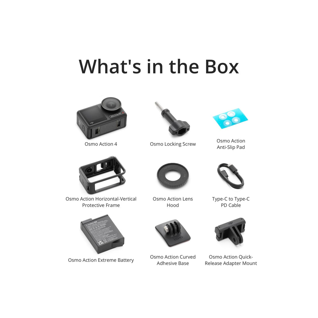 DJI Osmo Action 4 Essential Combo, Waterproof Action Camera Vlogging Camera | 1/1.3" Sensor, 4K/120fps Video, Stunning Low-Light Imaging, 10-bit & D-Log M Color Performance, Long-Lasting 160 Mins
