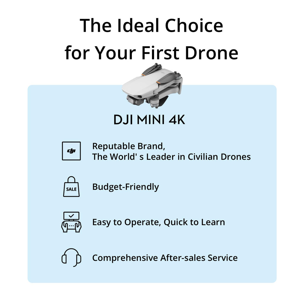DJI Mini 4K, Drone With 4K UHD Camera, Under 249 g | 3-Axis Gimbal, 10km Video Transmission, Auto Return, Wind Resistance, 31-Min Flight Time, Intelligent Flight