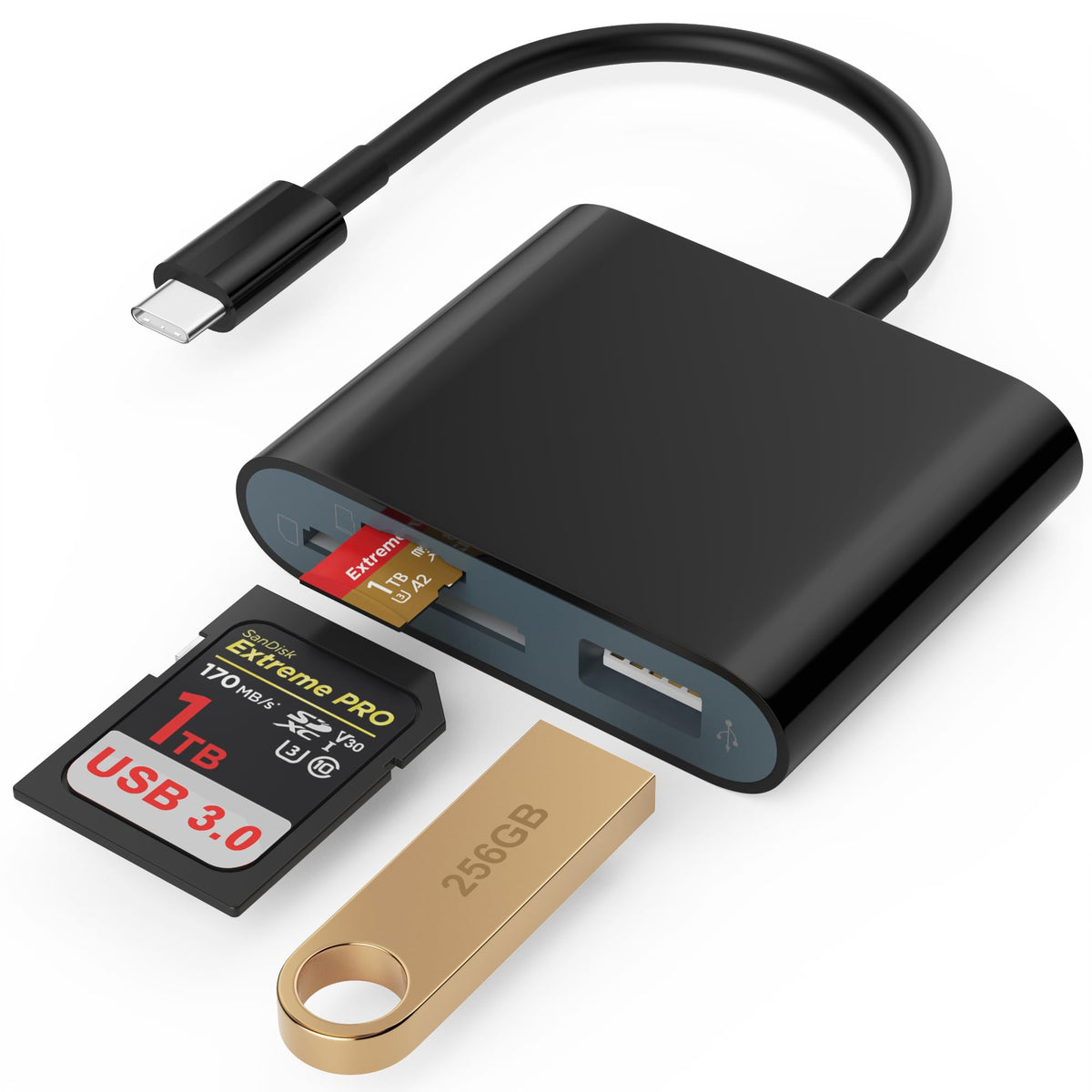 SD Card Reader, USB 3.0 Type C High Speed to SD/TF Card Adapter for iPhone 17/16/15 Pro Max Memory Card Reader with SD MicroSD USB 3 Port for Mac/iPad/MacBook Pro/Air Android Phone Tablet(White)