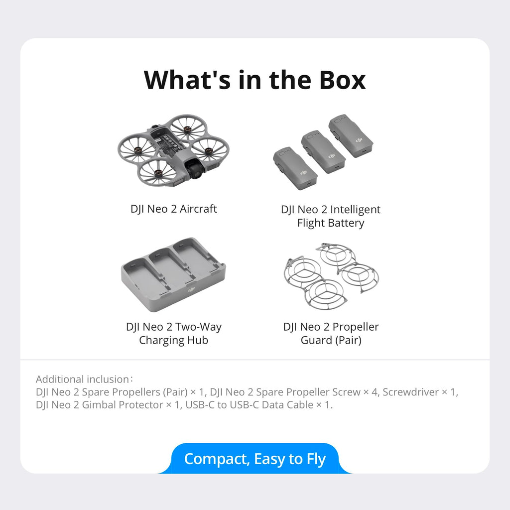 DJI Neo 2 Motion Fly More Combo With RC Motion 3 & Goggles N3 | Stable Transmission With Digital Transceiver, 4K Drone for Beginners, FPV Flying, 3 Batteries
