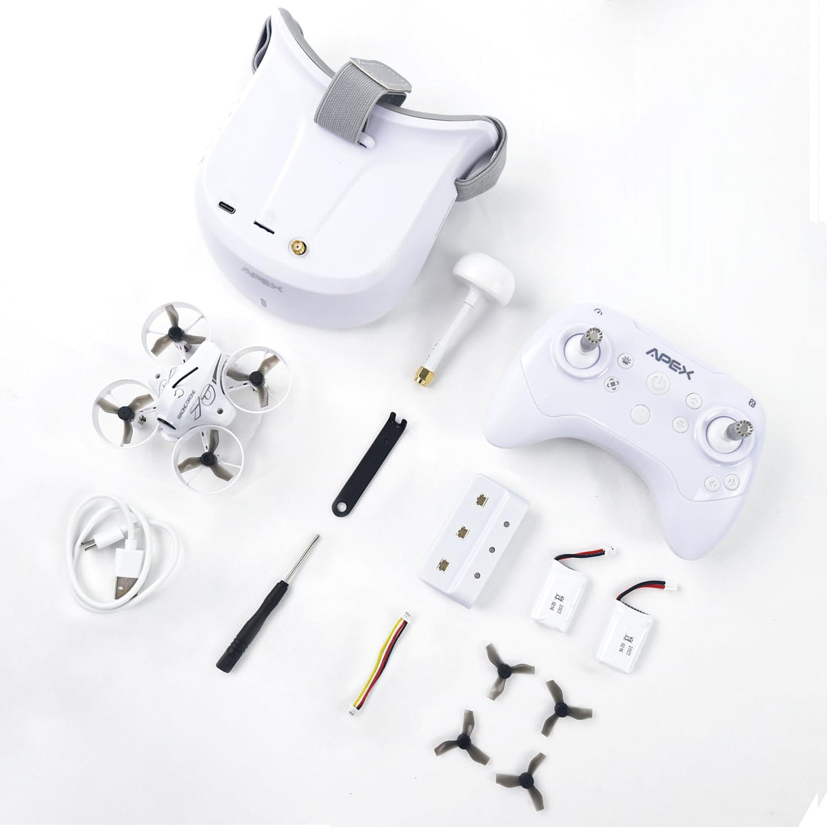 APEX FPV Drone Kit with 120° Wide FPV Goggles，3 Batteries RTF Drone | VR70-2.0 with Altitude Hold,Low Latency Analog FPV Racing Whoop for Beginner & Freestyle Pilot