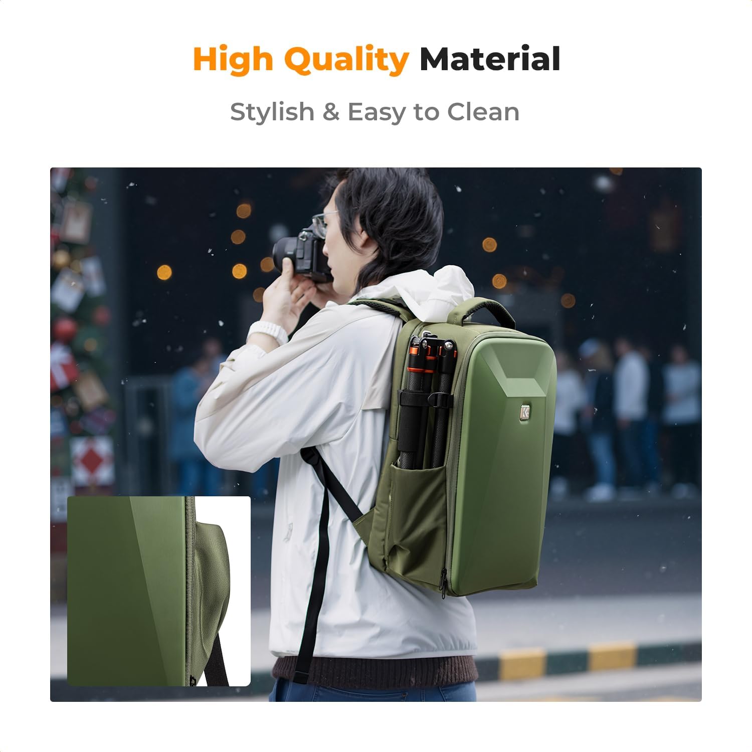 K&F CONCEPT Camera Backpack,Hardshell Photography DSLR Camera Bag | 15-15.6 Inch Laptop Compartment, Waterproof, Hard Shell Camera Case, Compatible with Canon/Nikon/Sony/DJI Mavic Drone, B07