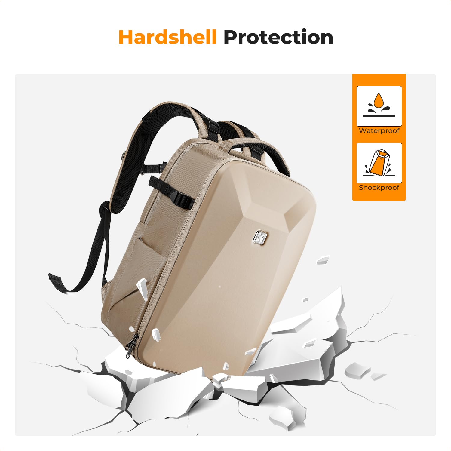 K&F CONCEPT Camera Backpack,Hardshell Photography DSLR Camera Bag | 15-15.6 Inch Laptop Compartment, Waterproof, Hard Shell Camera Case, Compatible with Canon/Nikon/Sony/DJI Mavic Drone, B07