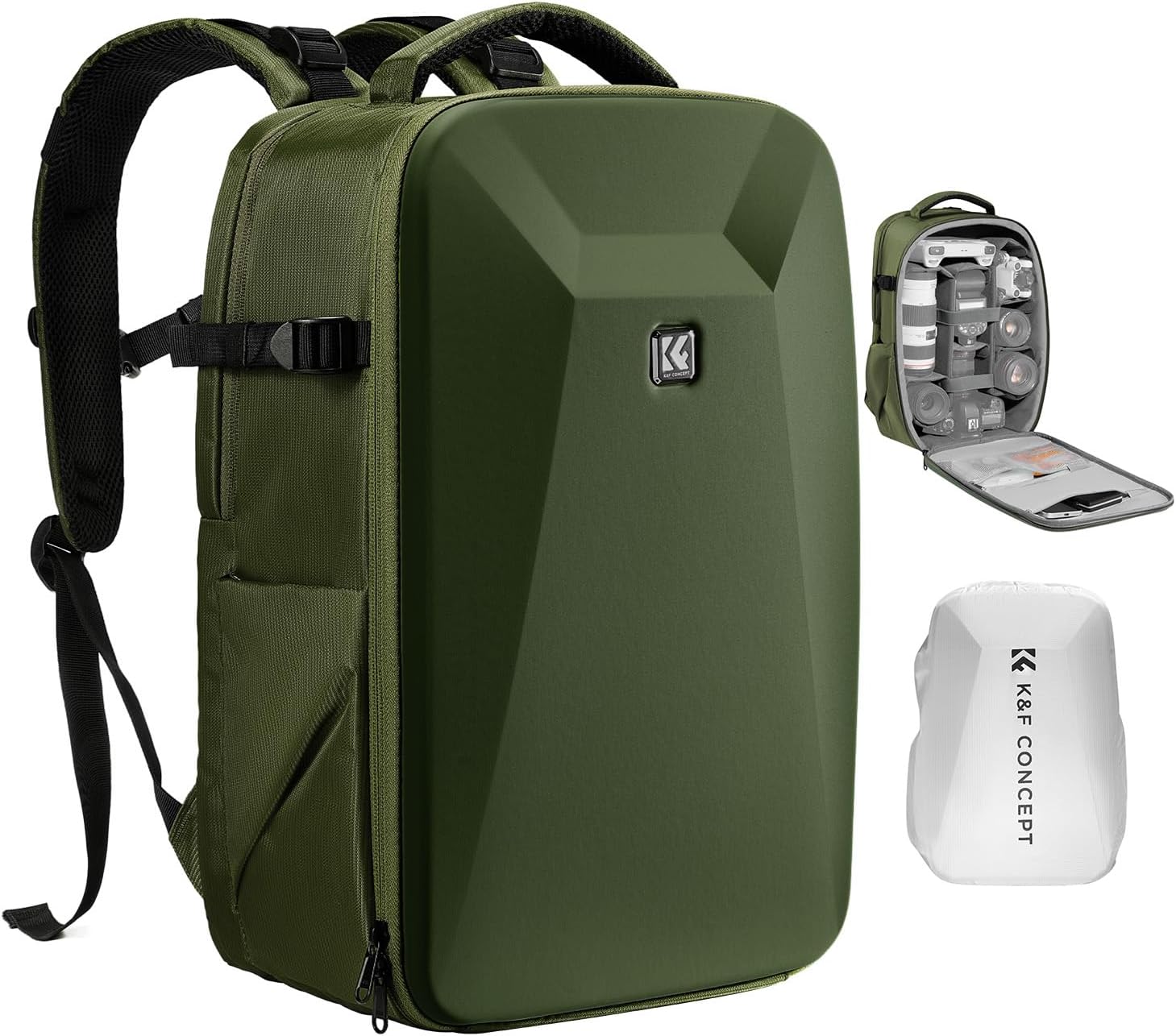 K&F CONCEPT Camera Backpack,Hardshell Photography DSLR Camera Bag | 15-15.6 Inch Laptop Compartment, Waterproof, Hard Shell Camera Case, Compatible with Canon/Nikon/Sony/DJI Mavic Drone, B07
