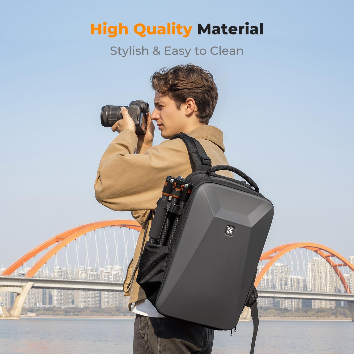 K&F CONCEPT Camera Backpack,Hardshell Photography DSLR Camera Bag | 15-15.6 Inch Laptop Compartment, Waterproof, Hard Shell Camera Case, Compatible with Canon/Nikon/Sony/DJI Mavic Drone, B07