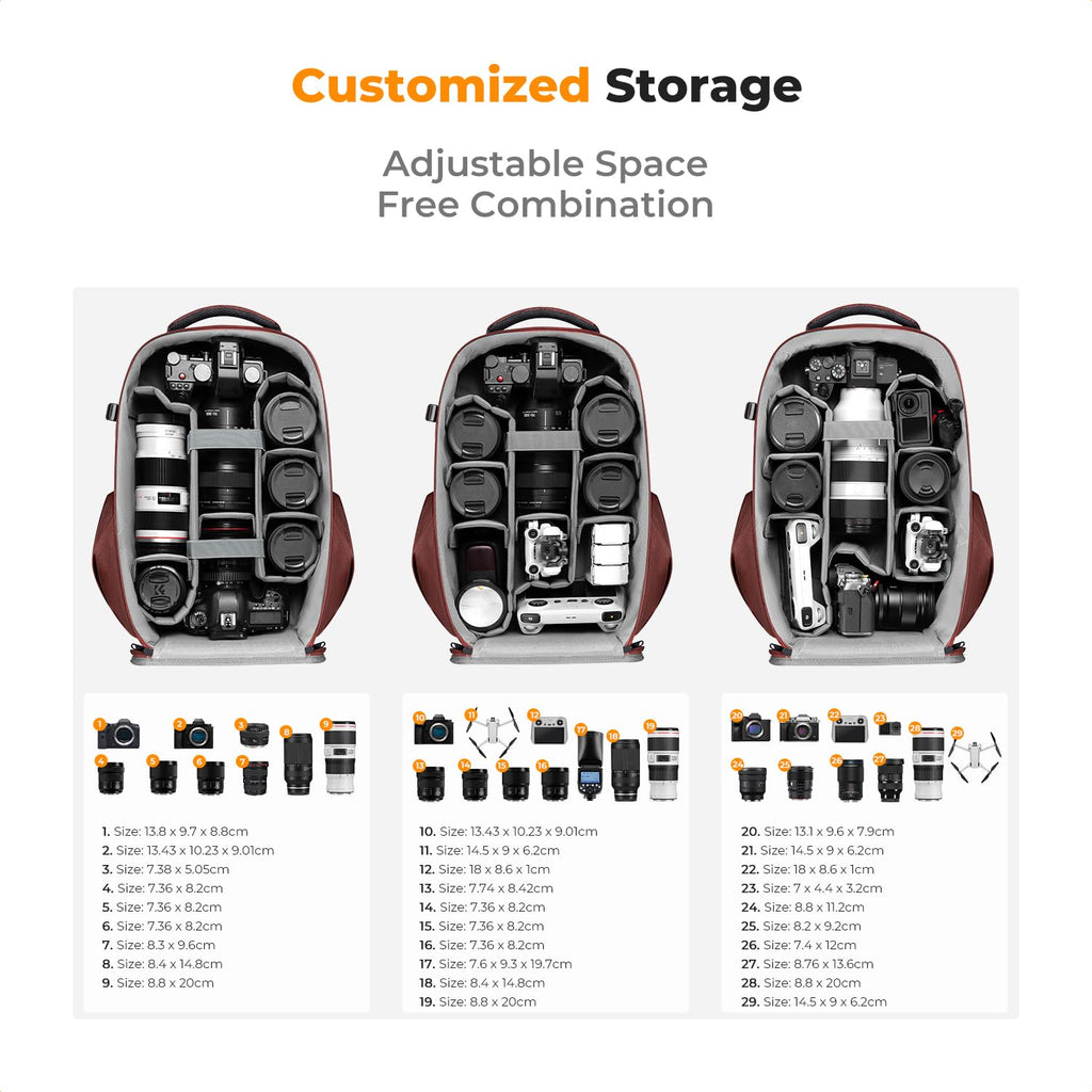 K&F CONCEPT Camera Backpack,Hardshell Photography DSLR Camera Bag | 15-15.6 Inch Laptop Compartment, Waterproof, Hard Shell Camera Case, Compatible with Canon/Nikon/Sony/DJI Mavic Drone, B07