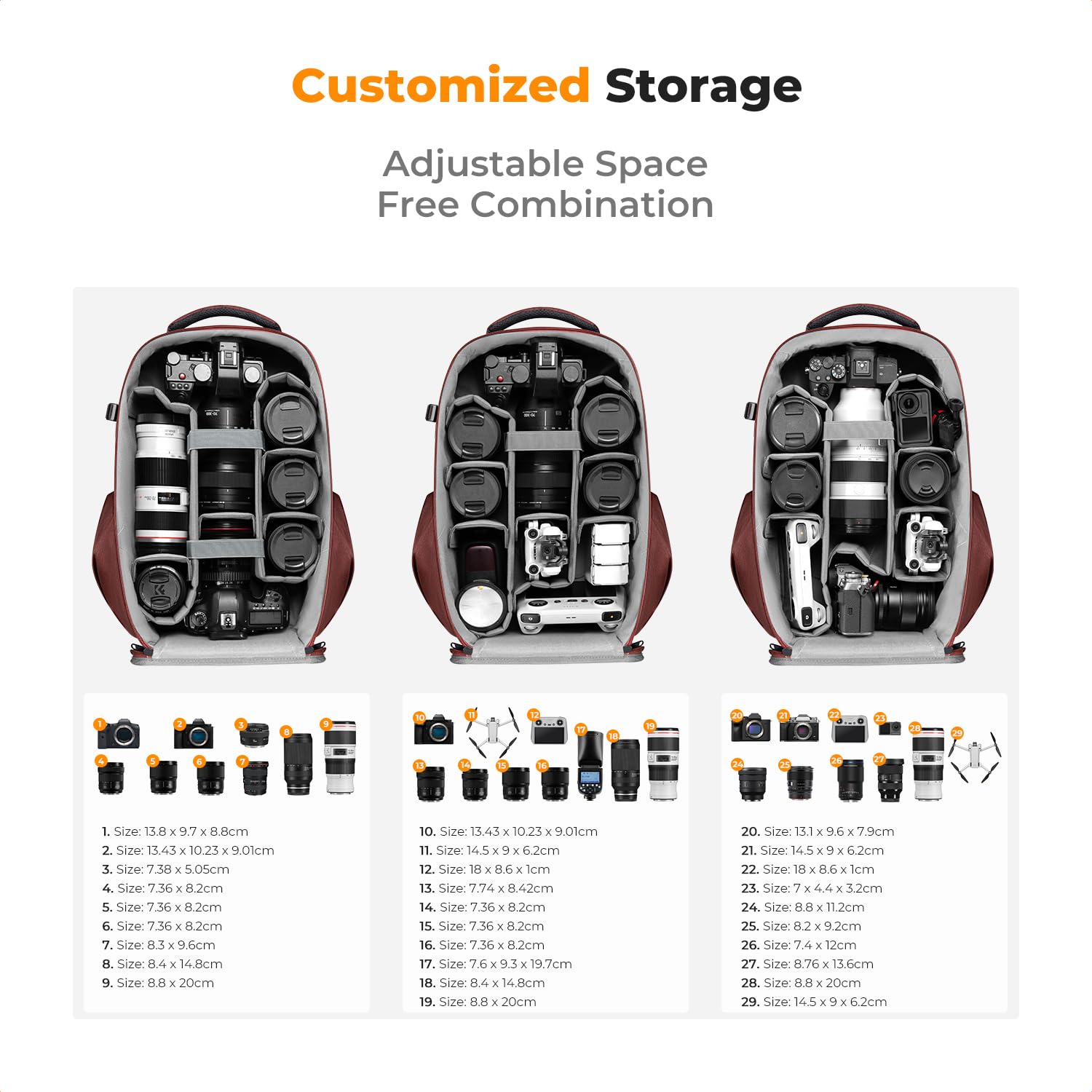 K&F CONCEPT Camera Backpack,Hardshell Photography DSLR Camera Bag | 15-15.6 Inch Laptop Compartment, Waterproof, Hard Shell Camera Case, Compatible with Canon/Nikon/Sony/DJI Mavic Drone, B07
