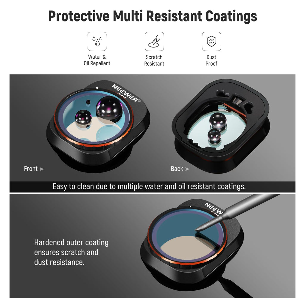NEEWER 6 Pack ND Filter Set Compatible with DJI Mini 4K/2/Mavic/SE/2 SE | Drone Lens Accessories, Snap on, CPL, UV, Neutral Density Filters, ND4/8/16/32, Multi Coated HD Glass, Gimbal Safe, FL-B31