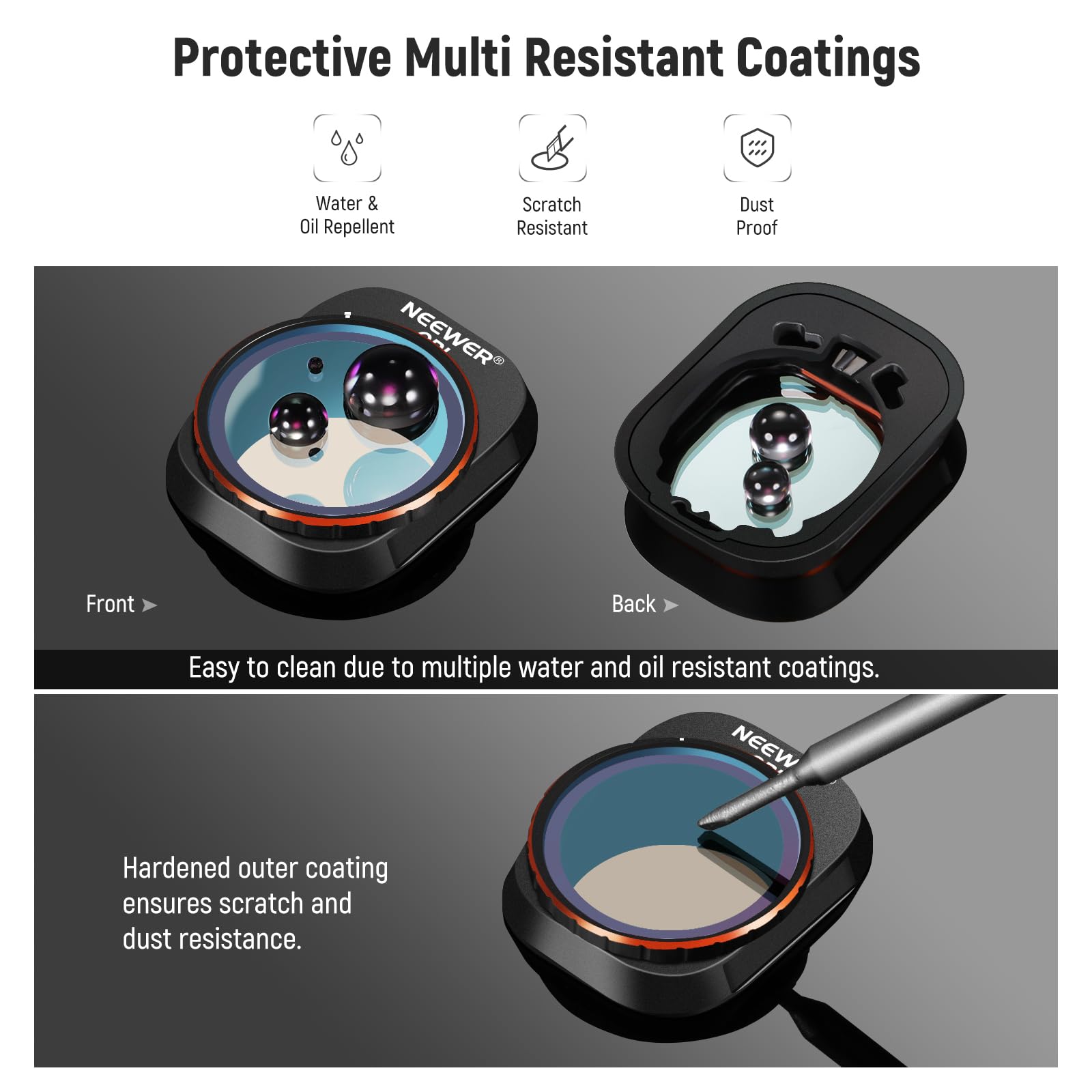 NEEWER 6 Pack ND Filter Set Compatible with DJI Mini 4K/2/Mavic/SE/2 SE | Drone Lens Accessories, Snap on, CPL, UV, Neutral Density Filters, ND4/8/16/32, Multi Coated HD Glass, Gimbal Safe, FL-B31