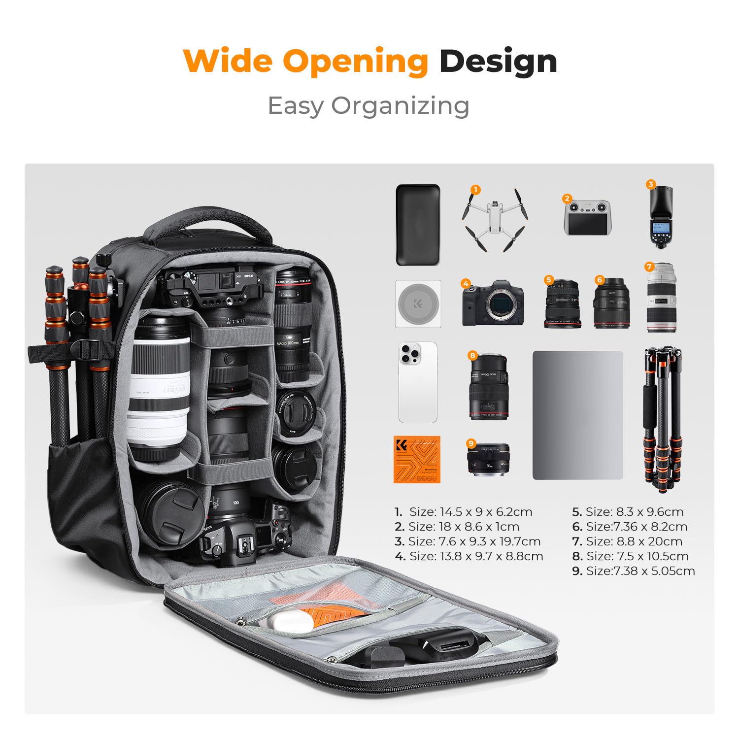 K&F CONCEPT Camera Backpack,Hardshell Photography DSLR Camera Bag | 15-15.6 Inch Laptop Compartment, Waterproof, Hard Shell Camera Case, Compatible with Canon/Nikon/Sony/DJI Mavic Drone, B07