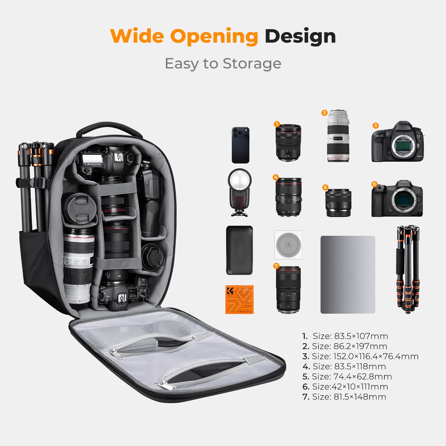 K&F CONCEPT Camera Backpack,Hardshell Photography DSLR Camera Bag | 15-15.6 Inch Laptop Compartment, Waterproof, Hard Shell Camera Case, Compatible with Canon/Nikon/Sony/DJI Mavic Drone, B07