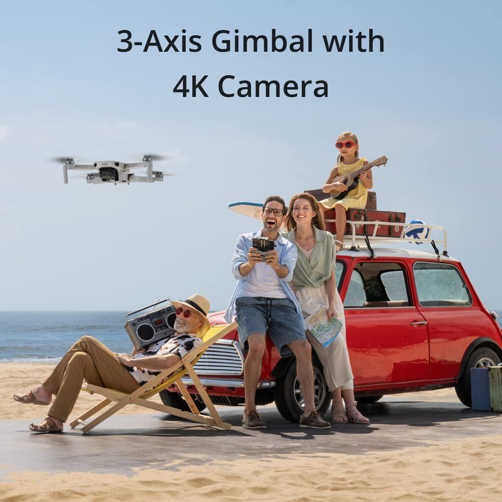 DJI Mini 4K, Drone With 4K UHD Camera, Under 249 g | 3-Axis Gimbal, 10km Video Transmission, Auto Return, Wind Resistance, 31-Min Flight Time, Intelligent Flight