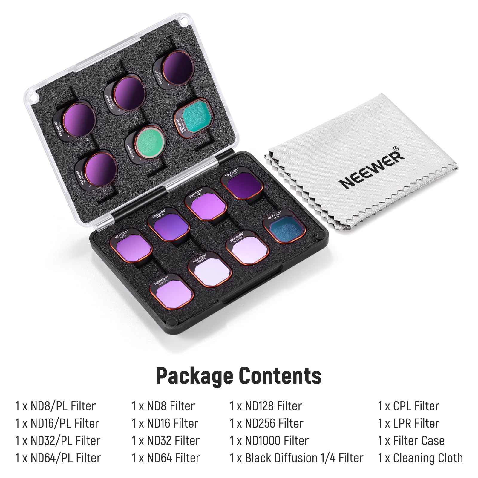 NEEWER 6 Pack ND Filter Set Compatible with DJI Mini 4K/2/Mavic/SE/2 SE | Drone Lens Accessories, Snap on, CPL, UV, Neutral Density Filters, ND4/8/16/32, Multi Coated HD Glass, Gimbal Safe, FL-B31
