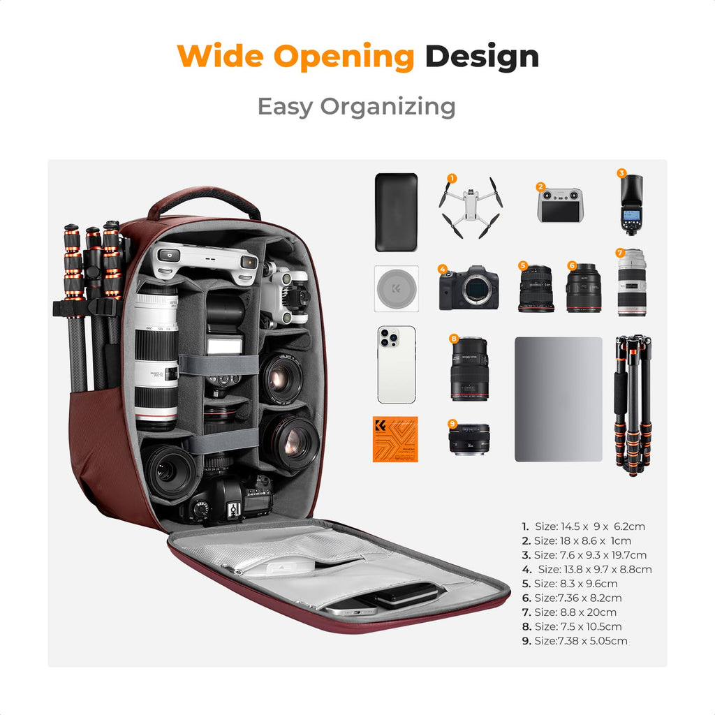 K&F CONCEPT Camera Backpack,Hardshell Photography DSLR Camera Bag | 15-15.6 Inch Laptop Compartment, Waterproof, Hard Shell Camera Case, Compatible with Canon/Nikon/Sony/DJI Mavic Drone, B07