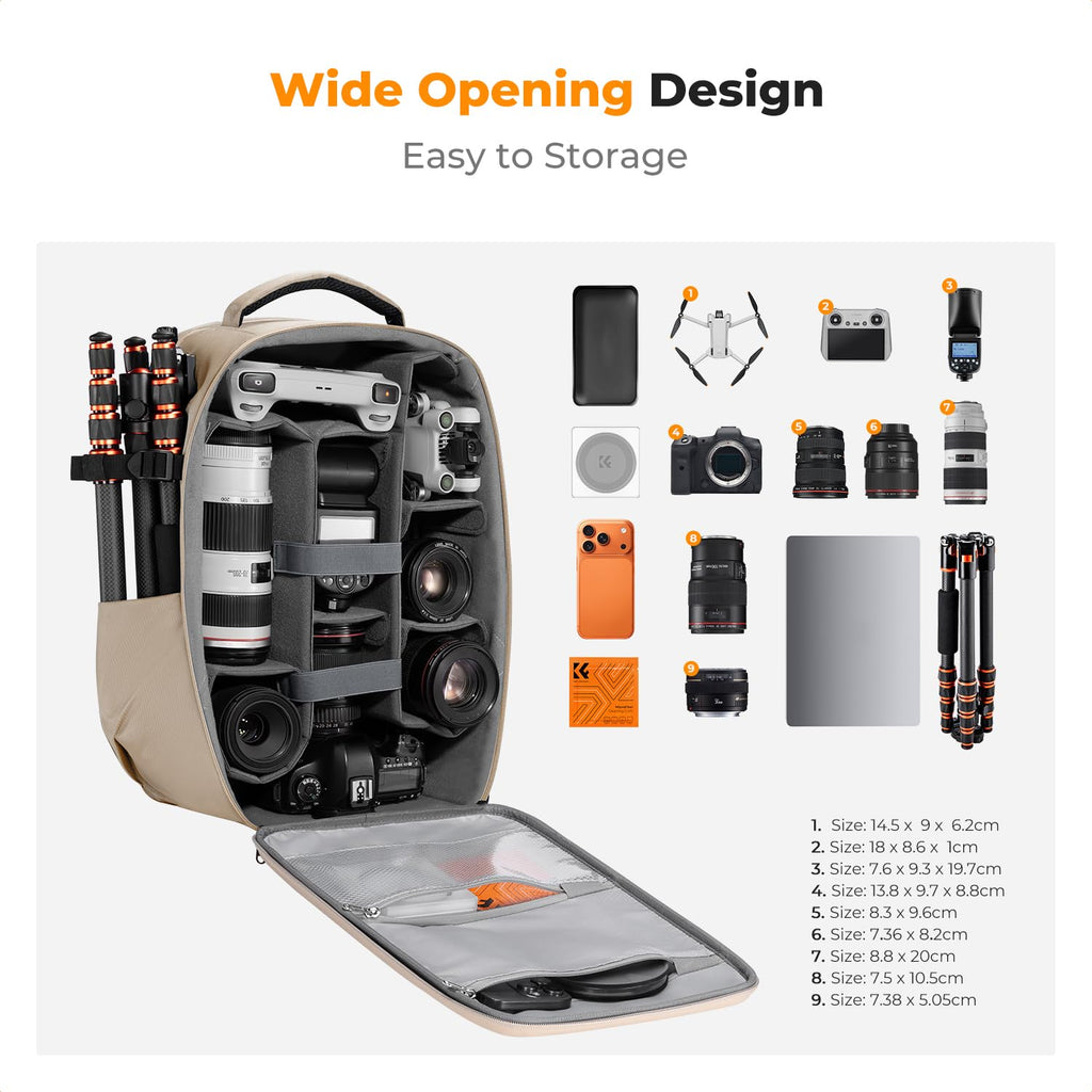 K&F CONCEPT Camera Backpack,Hardshell Photography DSLR Camera Bag | 15-15.6 Inch Laptop Compartment, Waterproof, Hard Shell Camera Case, Compatible with Canon/Nikon/Sony/DJI Mavic Drone, B07