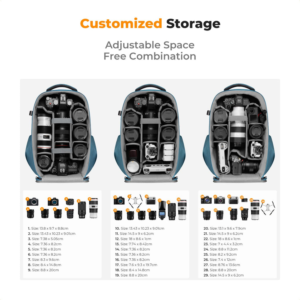 K&F CONCEPT Camera Backpack,Hardshell Photography DSLR Camera Bag | 15-15.6 Inch Laptop Compartment, Waterproof, Hard Shell Camera Case, Compatible with Canon/Nikon/Sony/DJI Mavic Drone, B07