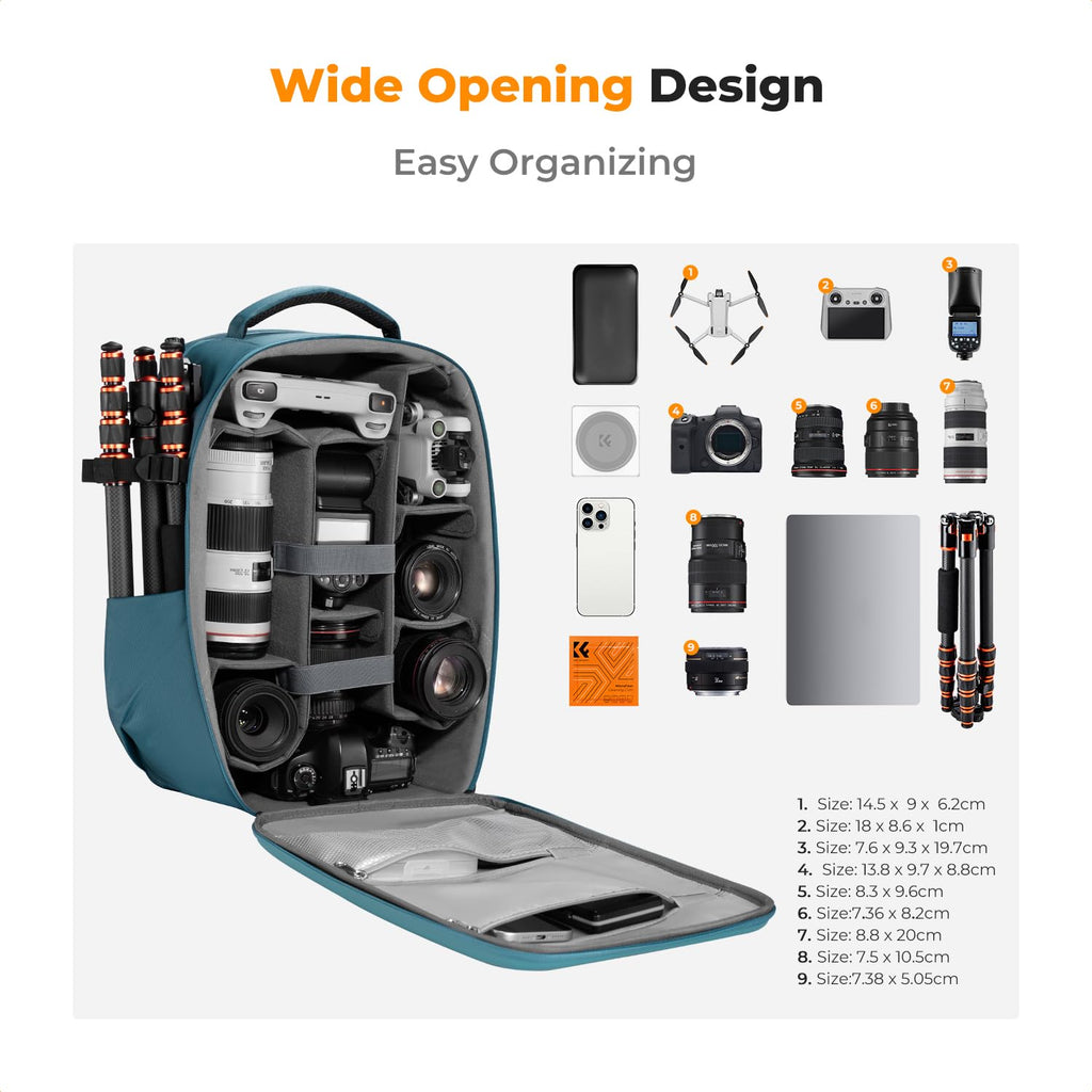 K&F CONCEPT Camera Backpack,Hardshell Photography DSLR Camera Bag | 15-15.6 Inch Laptop Compartment, Waterproof, Hard Shell Camera Case, Compatible with Canon/Nikon/Sony/DJI Mavic Drone, B07