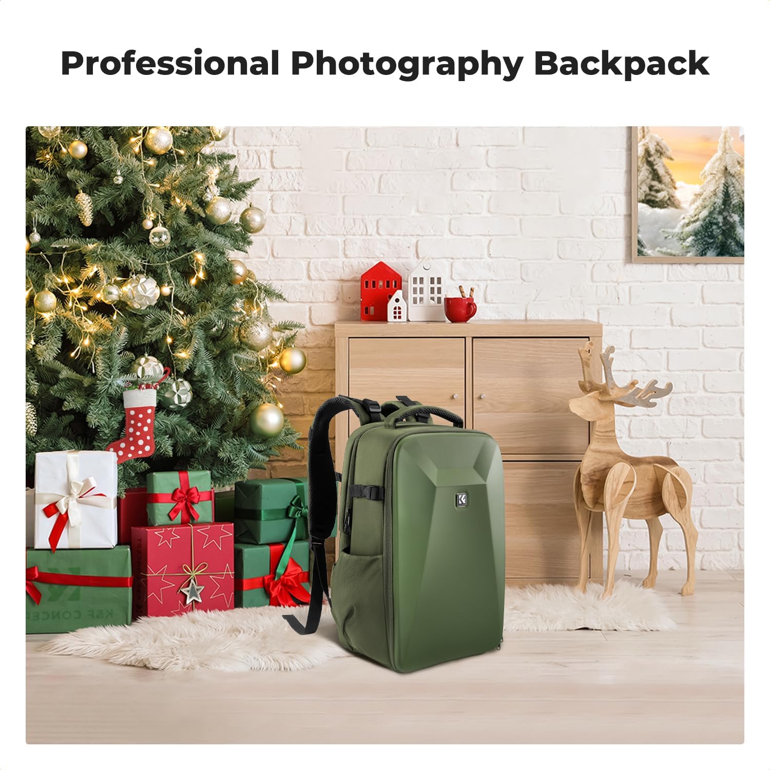 K&F CONCEPT Camera Backpack,Hardshell Photography DSLR Camera Bag | 15-15.6 Inch Laptop Compartment, Waterproof, Hard Shell Camera Case, Compatible with Canon/Nikon/Sony/DJI Mavic Drone, B07