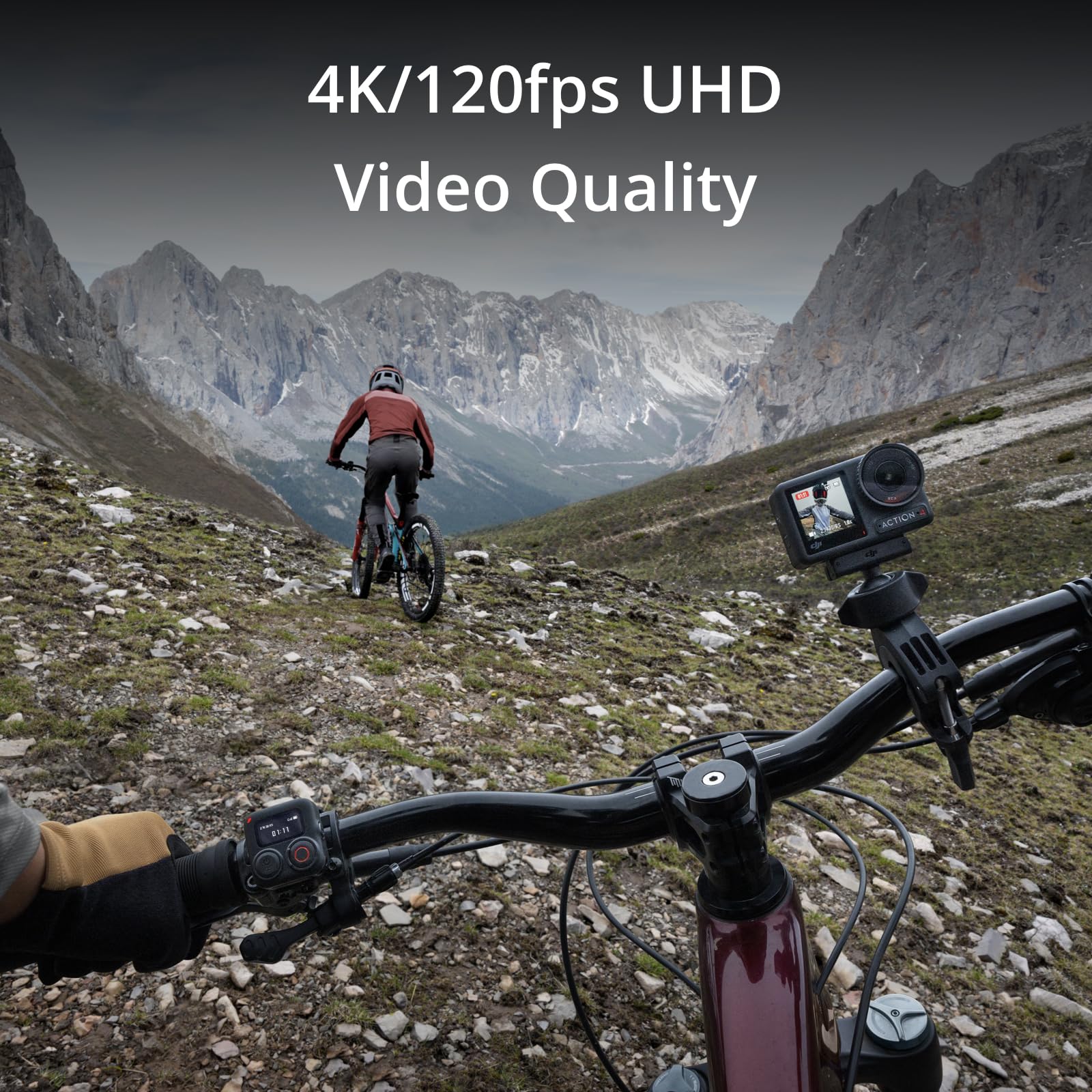 DJI Osmo Action 4 Essential Combo, Waterproof Action Camera Vlogging Camera | 1/1.3" Sensor, 4K/120fps Video, Stunning Low-Light Imaging, 10-bit & D-Log M Color Performance, Long-Lasting 160 Mins