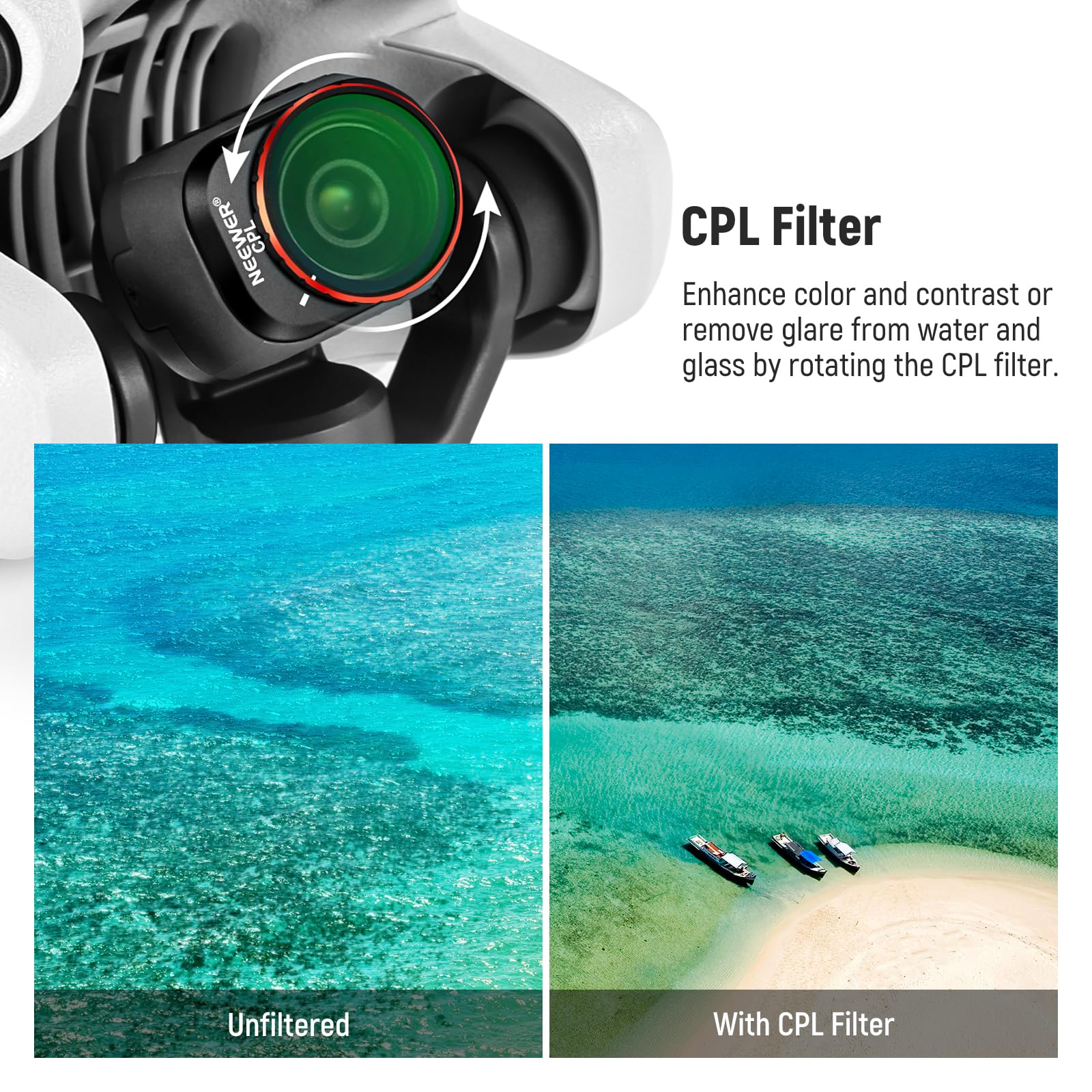 NEEWER 6 Pack ND Filter Set Compatible with DJI Mini 4K/2/Mavic/SE/2 SE | Drone Lens Accessories, Snap on, CPL, UV, Neutral Density Filters, ND4/8/16/32, Multi Coated HD Glass, Gimbal Safe, FL-B31