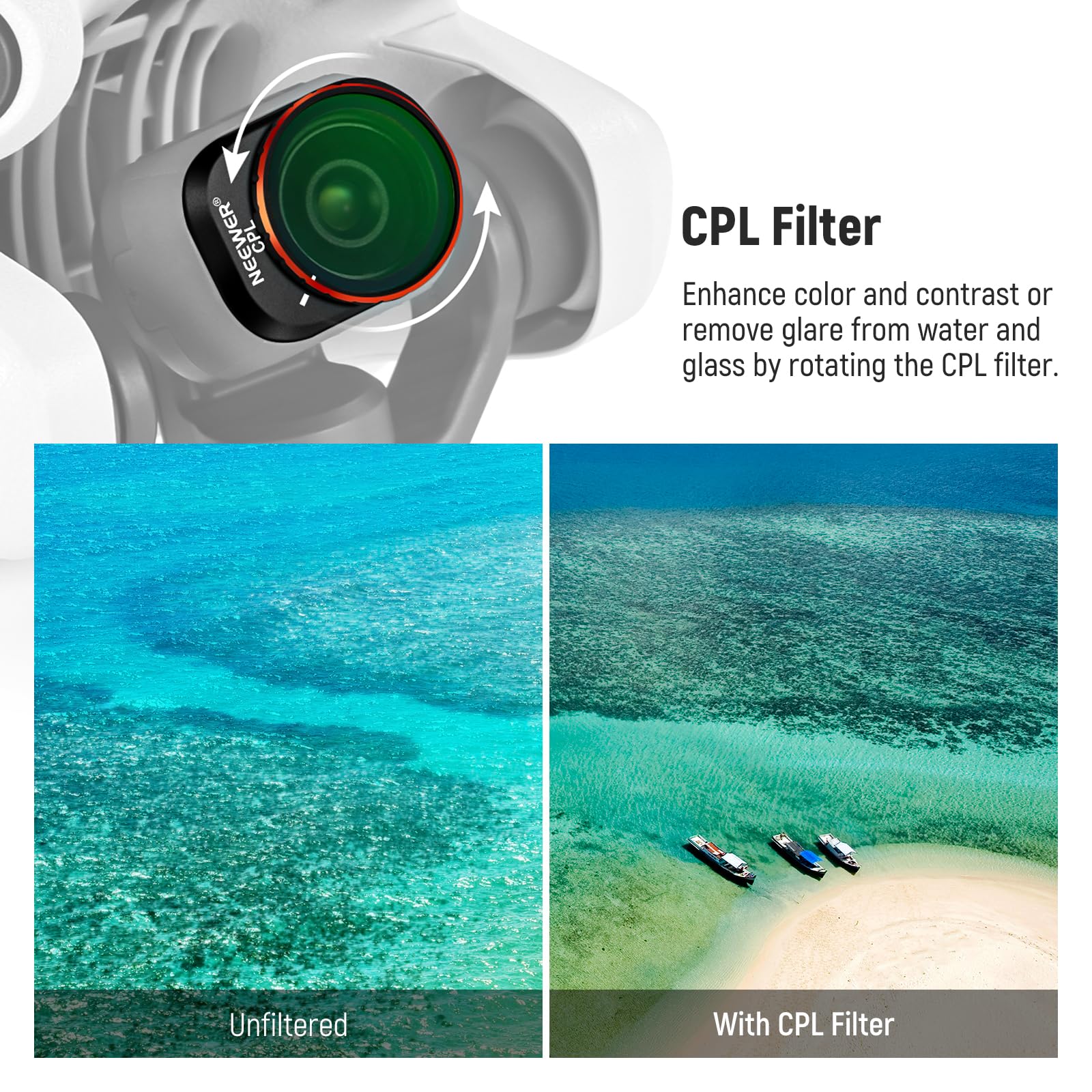 NEEWER 6 Pack ND Filter Set Compatible with DJI Mini 4K/2/Mavic/SE/2 SE | Drone Lens Accessories, Snap on, CPL, UV, Neutral Density Filters, ND4/8/16/32, Multi Coated HD Glass, Gimbal Safe, FL-B31