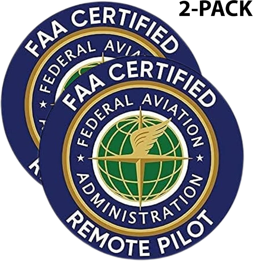2-Pack FAA Certified Remote Pilot Drone Sticker Decal - 4 Inches - Drone Stickers for Car Truck Van Window Bumper Laptop Tablet Cup Tumbler and Any Smooth Surface