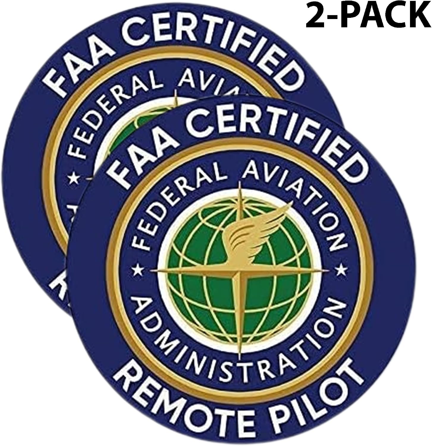 2-Pack FAA Certified Remote Pilot Drone Sticker Decal - 4 Inches - Drone Stickers for Car Truck Van Window Bumper Laptop Tablet Cup Tumbler and Any Smooth Surface